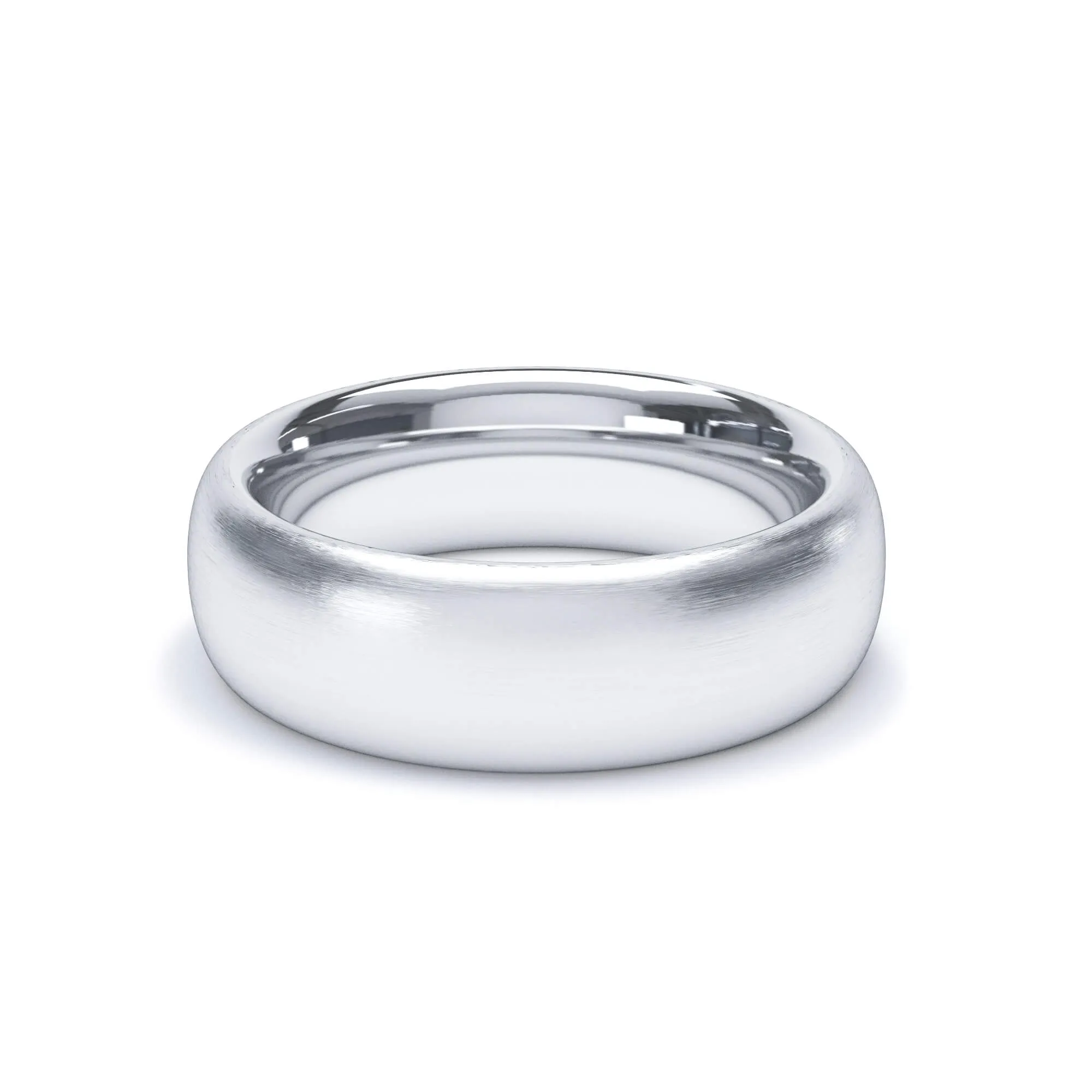 - Oval Profile Satin Wedding Ring 18k White Gold