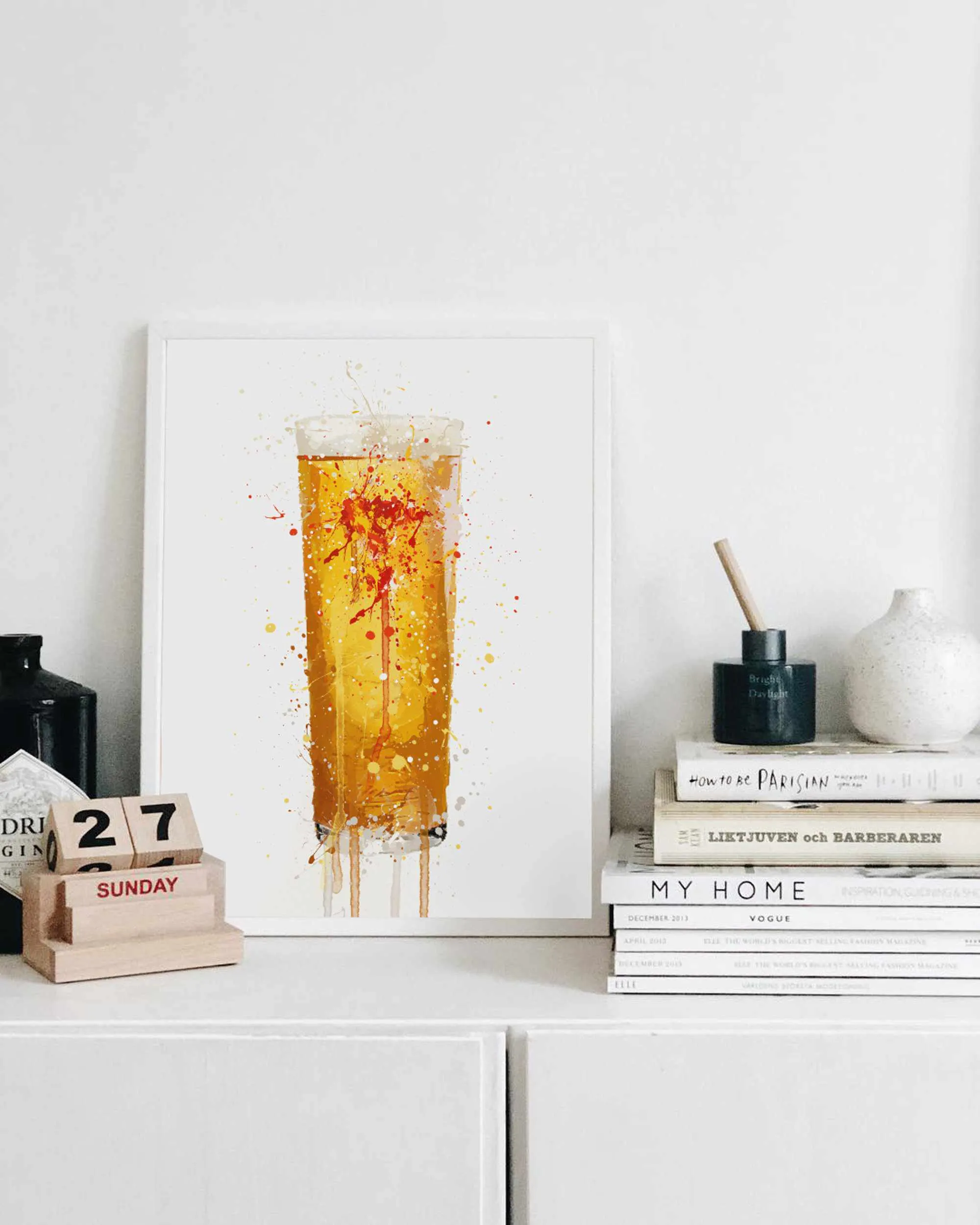 Pint Glass Wall Art Print 'Golden Glow'