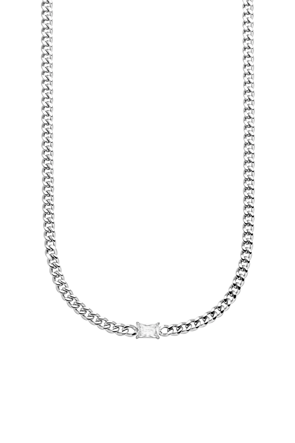 Radiant Curb Necklace Silver