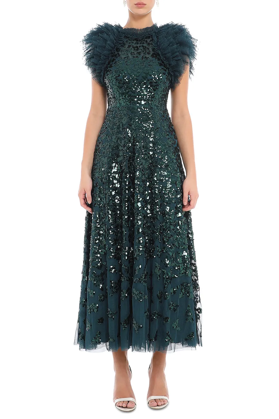 Sequin Rose Ankle Gown