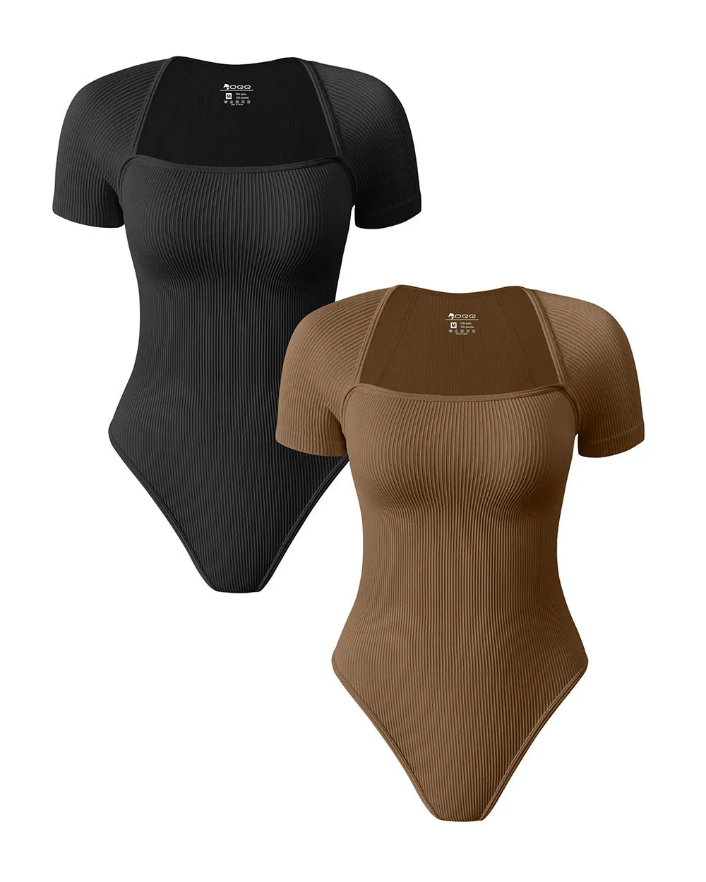 Short Sleeve  Ribbed  Saquare Neck Bodysuits