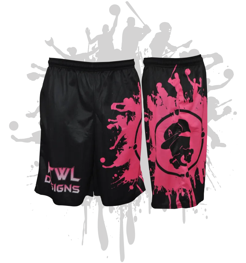 Splatter Splash Mens Full Dye Shorts Black/Pink