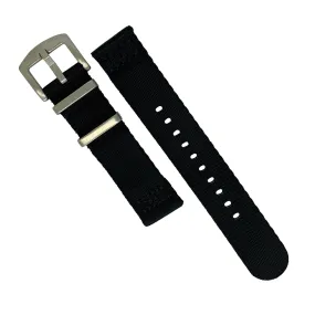 Two Piece Seat Belt Nato Strap in Black