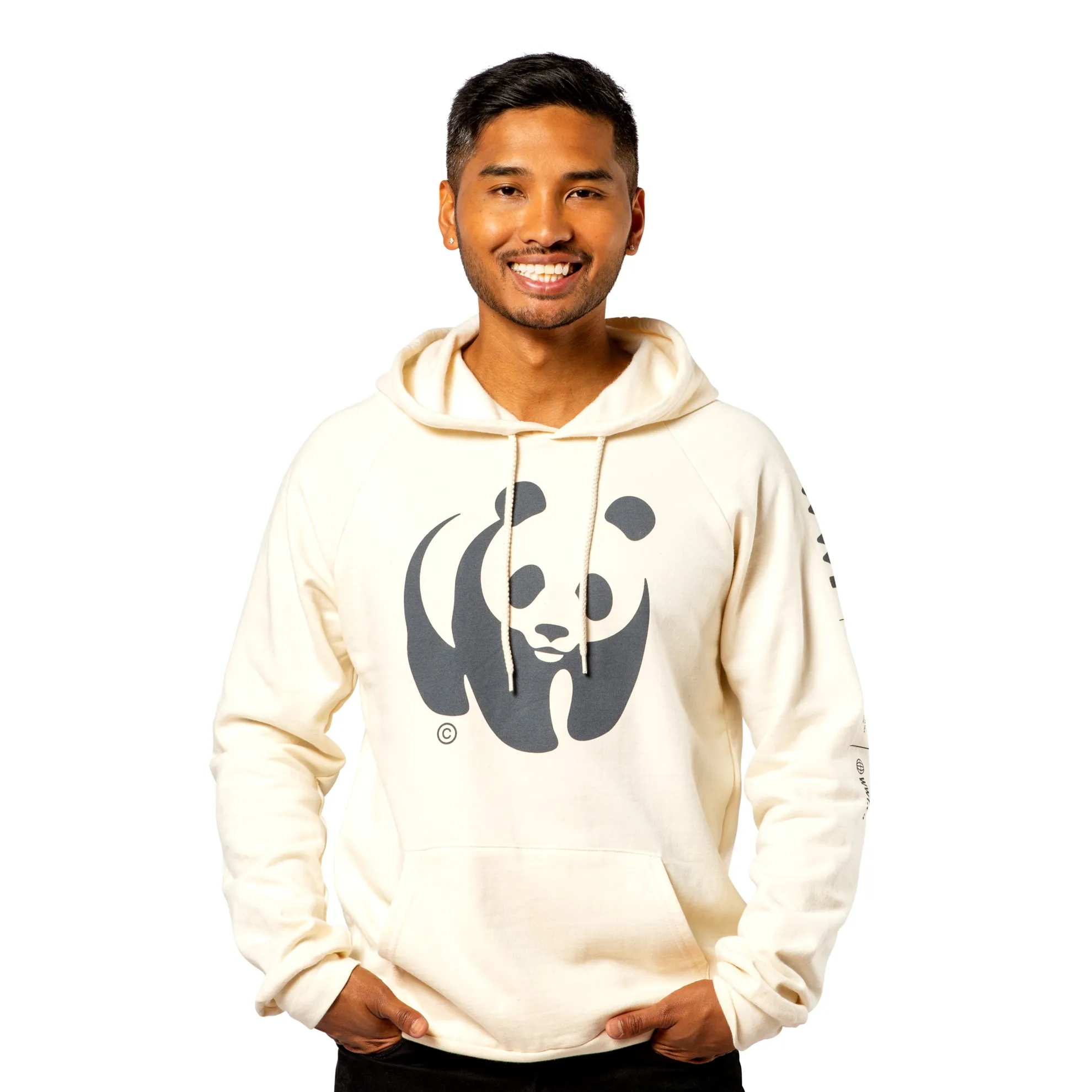 Unisex cream hooded sweatshirt