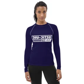 Womens Long Sleeve BJJ Rash Guard - Jiu-Jitsu 002 - Midnight Blue