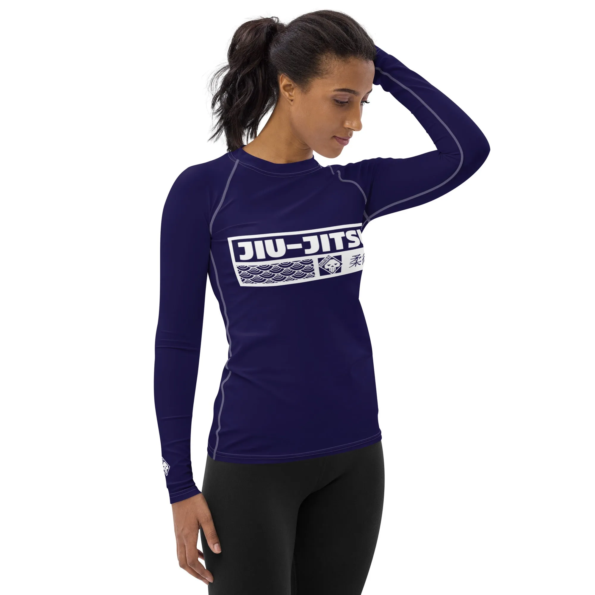 Womens Long Sleeve BJJ Rash Guard - Jiu-Jitsu 002 - Midnight Blue