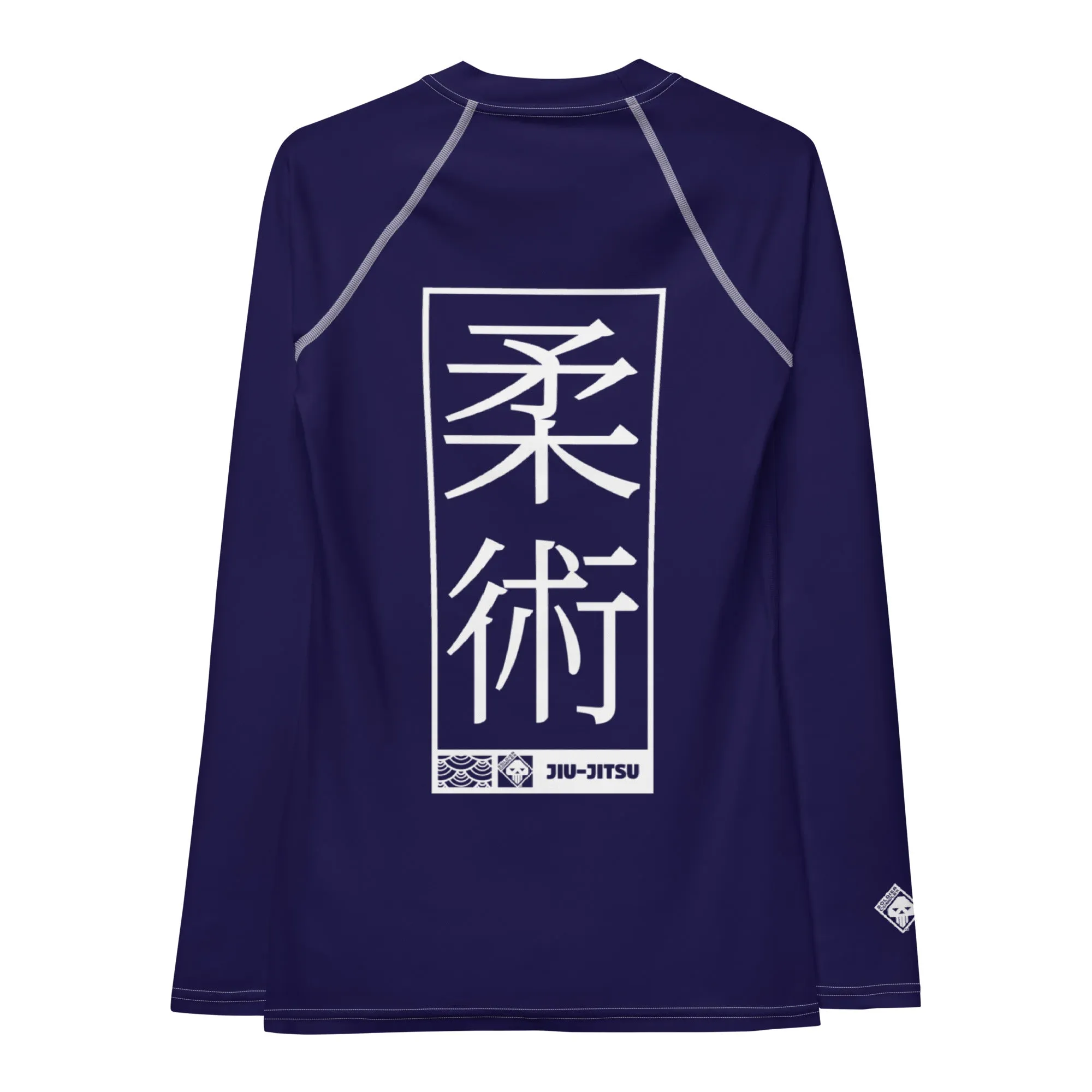 Womens Long Sleeve BJJ Rash Guard - Jiu-Jitsu 002 - Midnight Blue